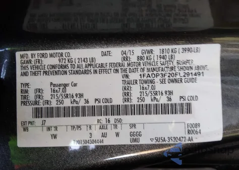 2015 Ford Focus Se from USA, damaged, VIN 1FADP3F20FL291491